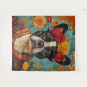 Franse Bulldog als Frida Kahlo Wandkleed (Voorkant (horizontaal))