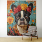 Franse Bulldog als Frida Kahlo Wandkleed (In situ)
