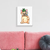 Franse bulldog als rechercheur met vergrootglas canvas afdruk (Insitu (Woonkamer))