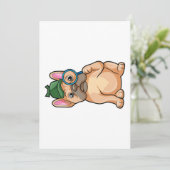 Franse Bulldog als rechercheur met vergrootglas Feestdagenkaart (Staand voorkant)