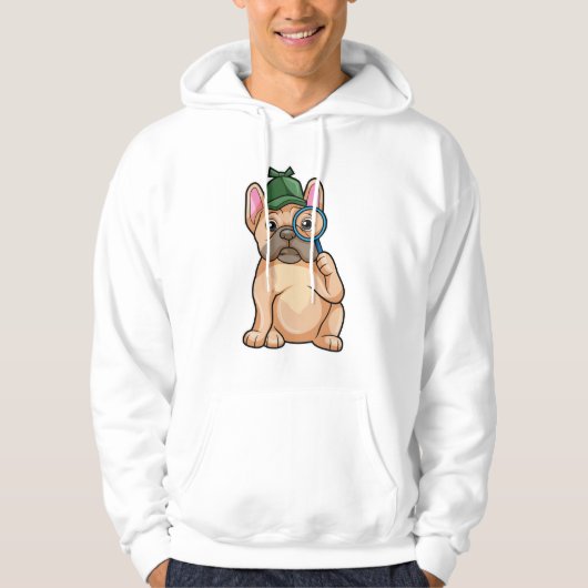 Franse bulldog als rechercheur met vergrootglas hoodie (Voorkant)