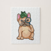 Franse bulldog als rechercheur met vergrootglas legpuzzel (Verticaal)