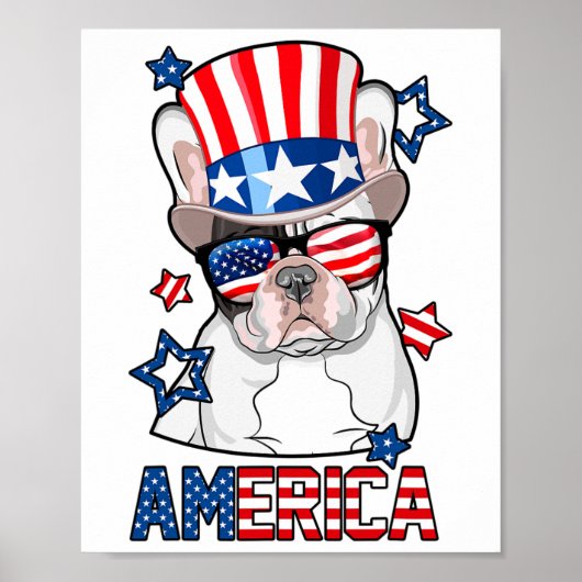Franse Bulldog America 4 juli Mannen vrouwen frank Poster (Voorkant)