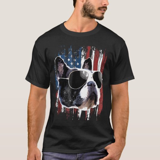 Franse Bulldog American Flag French Bulldog T-shirt (Voorkant)