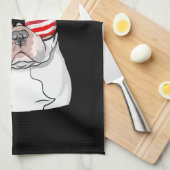 Franse Bulldog American Flag op 4 juli Theedoek (Quarter Fold)