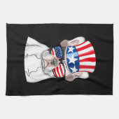 Franse Bulldog American Flag op 4 juli Theedoek (Horizontaal)