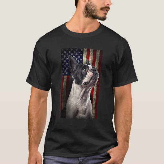 Franse Bulldog American Flag Usa Patriotic Dog T-shirt (Voorkant)