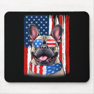 Franse Bulldog Amerika Vlag 4 juli Verenigde State Muismat