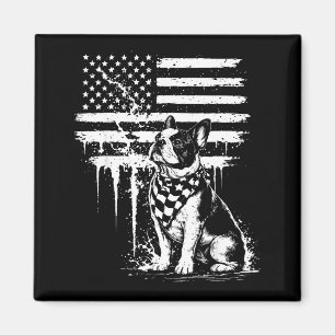 Franse Bulldog Amerikaanse vlag 4 juli hondenliefh Magneet