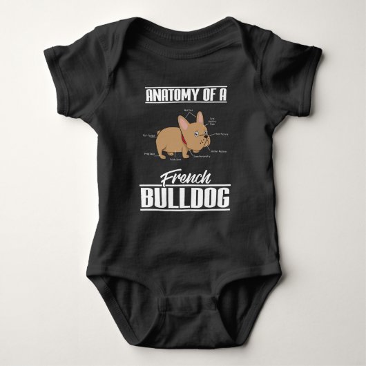 Franse Bulldog Anatomy Funny Dog Romper (Voorkant)