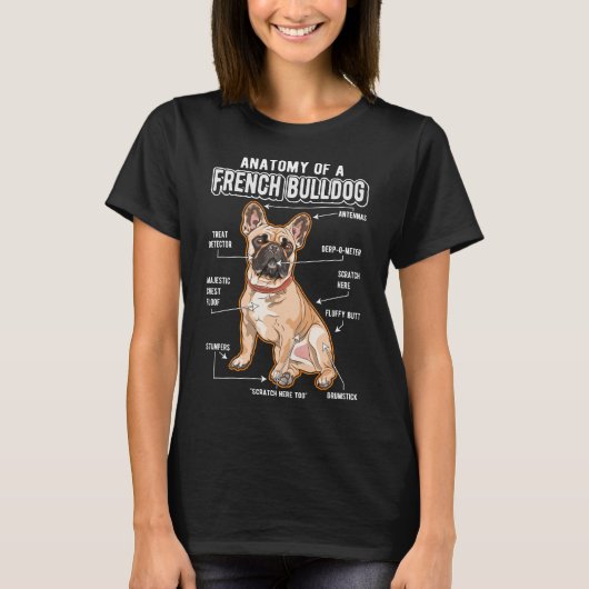 Franse Bulldog Anatomy Funny Dog T-shirt (Voorkant)