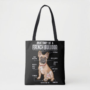 Franse Bulldog Anatomy Funny Dog Tote Bag