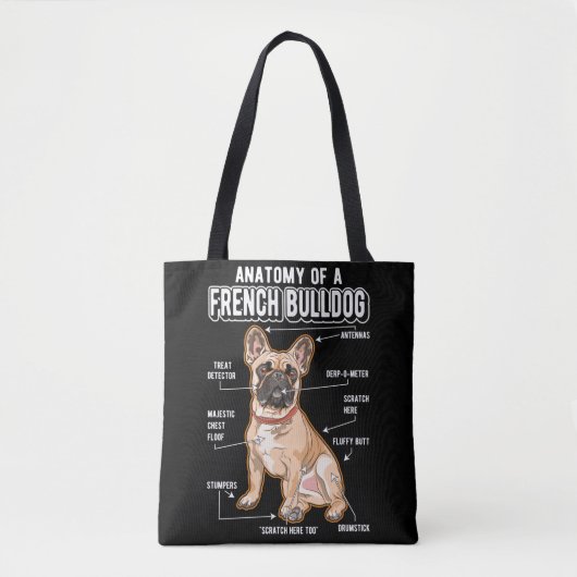 Franse Bulldog Anatomy Funny Dog Tote Bag (Voorkant)