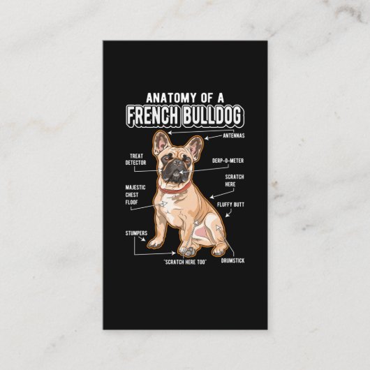 Franse Bulldog Anatomy Funny Dog Visitekaartje (Voorkant)
