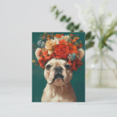 Franse Bulldog Aquarel Bloem Briefkaart (Staand voorkant)