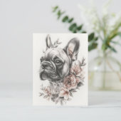 Franse Bulldog Aquarel Bloem Briefkaart (Staand voorkant)
