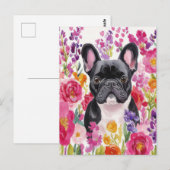 Franse Bulldog Aquarel Bloem Briefkaart (Voorkant / Achterkant)