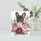 Franse Bulldog Aquarel Bloem Briefkaart (Staand voorkant)