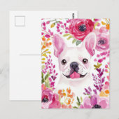 Franse Bulldog Aquarel Bloem Briefkaart (Voorkant / Achterkant)