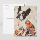 Franse Bulldog Aquarel Bloem Briefkaart (Voorkant / Achterkant)