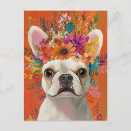 Franse Bulldog Aquarel Bloem Briefkaart