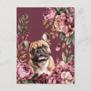Franse Bulldog Aquarel Bloemstuk Briefkaart
