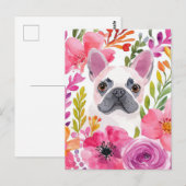 Franse Bulldog Aquarel Bloemstuk Briefkaart (Voorkant / Achterkant)