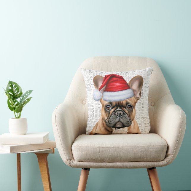 Franse Bulldog Aquarel Kerstmis Kussen (Stoel)
