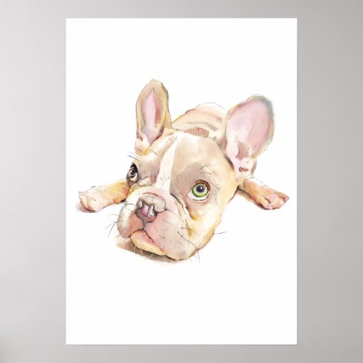 Franse Bulldog Aquarel Poster, Wandkunst Poster (Voorkant)