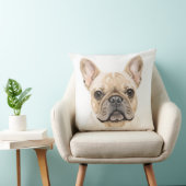 Franse Bulldog Aquarel Sierkussen Neutraal (Stoel)