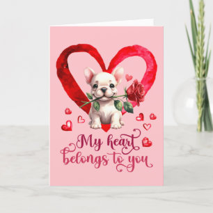 Franse Bulldog Aquarel Valentijnsdag kaart