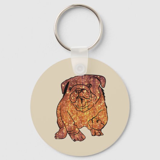 Franse Bulldog Art Basic Button Key Ring Sleutelhanger (Voorkant)