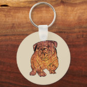 Franse Bulldog Art Basic Button Key Ring Sleutelhanger (Voorkant)