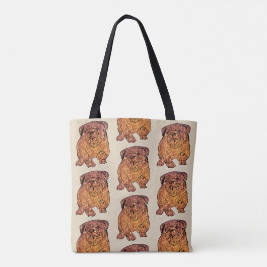 Franse Bulldog Art Custom All-Over-Print Canvas ta Tote Bag (Achterkant)