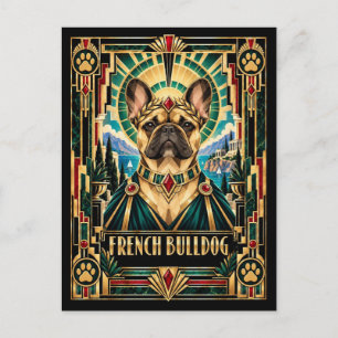 Franse Bulldog, Art Deco Hond Briefkaart