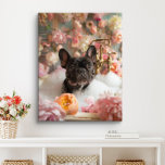 Franse Bulldog Art | Frans in badkuip Badkamer Canvas Afdruk<br><div class="desc">Franse Bulldog kunst met een speelse Franse Bulldog genieten van een ontspannen bad vol bubbels en prachtige bloemen. Dit charmante kunstwerk voegt een vleugje warmte en persoonlijkheid toe aan uw ruimte,  waardoor het uitnodigender en vrolijker aanvoelt.</div>