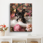 Franse Bulldog Art | Frans in badkuip Badkamer Canvas Afdruk<br><div class="desc">Franse Bulldog kunst met een speelse Franse Bulldog genieten van een ontspannen bad vol bubbels en prachtige bloemen. Dit charmante kunstwerk voegt een vleugje warmte en persoonlijkheid toe aan uw ruimte,  waardoor het uitnodigender en vrolijker aanvoelt.</div>