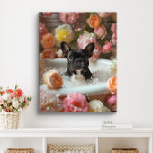 Franse Bulldog Art | Frans in badkuip Badkamer Canvas Afdruk