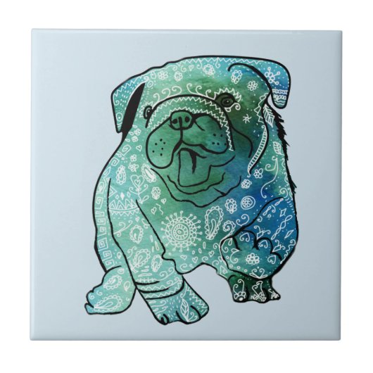 Franse Bulldog Art Mandala keramische foto Tegel Tegeltje (Voorkant)