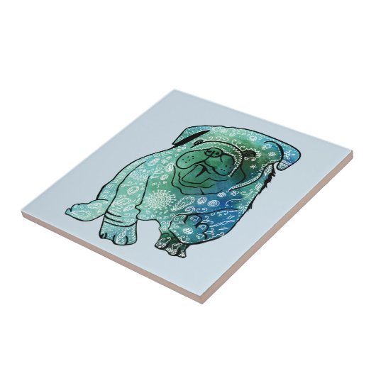 Franse Bulldog Art Mandala keramische foto Tegel Tegeltje (Zijkant)