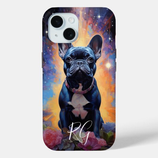 Franse Bulldog Art Monogram Case-Mate iPhone Case (Achterkant)