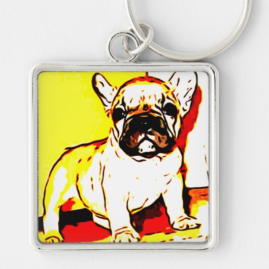 Franse Bulldog Art Sleutelhanger (Voorkant)