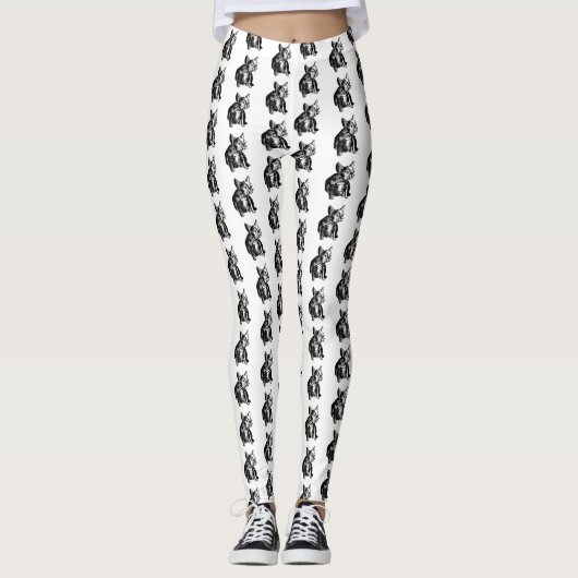 Franse Bulldog Art Tekening Leggings (Voorkant)