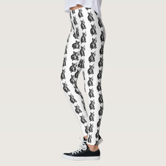 Franse Bulldog Art Tekening Leggings (Links)