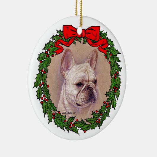 Franse Bulldog Art van Glenda S. Harlan Keramisch Ornament (Rechts)