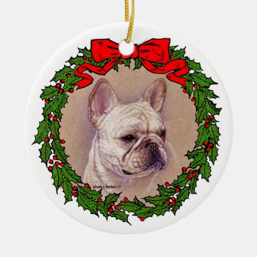 Franse Bulldog Art van Glenda S. Harlan Keramisch Ornament (Voorkant)