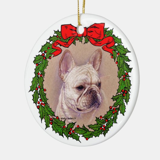 Franse Bulldog Art van Glenda S. Harlan Keramisch Ornament (Links)