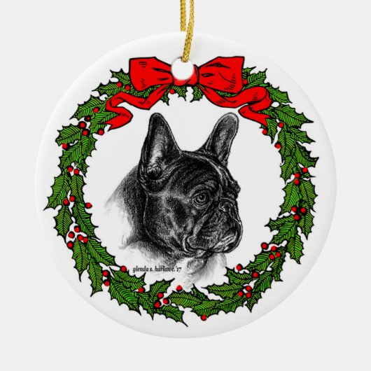 Franse Bulldog Art van Glenda S. Harlan Keramisch Ornament (Voorkant)