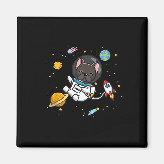 Franse Bulldog Astronaut Magneet (Voorkant)