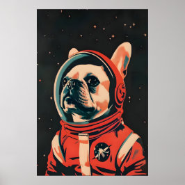 Franse Bulldog Astronaut Poster, Franse Bulldog Poster
